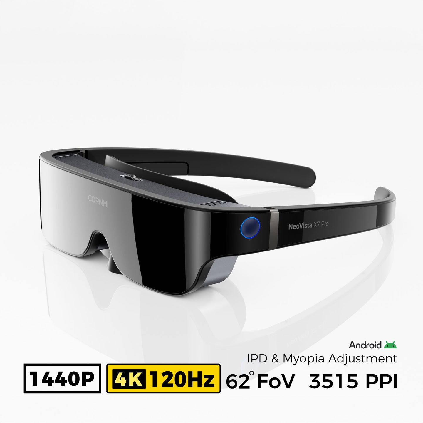 NeoVista X7 Pro - 62FOV, 45PPD, 3515PPI, 1440P, Built-in Android OS Micro OLED Glasses