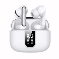 Wireless Earbuds White, 30hrs Playtime with LED Digital Display USB-C Fast Charging Case for iPhone Android Phone Laptop