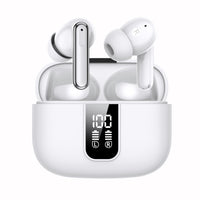 Wireless Earbuds White, 30hrs Playtime with LED Digital Display USB-C Fast Charging Case for iPhone Android Phone Laptop
