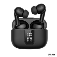 Wireless Earbuds Black, 30hrs Playtime with LED Digital Display USB-C Fast Charging Case for iPhone Android Phone Laptop