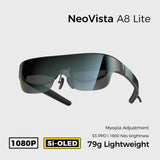 NeoVista A8 Lite AR Glasses 120" 90Hz 1800Nits Display,Myopia Adjustments,for iPhone 17/16/15/Android/Mac/PC/Steam Deck,First-ever Immersive Experience for Switch 2