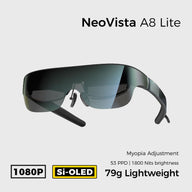 NeoVista A8 Lite AR Glasses 120" 90Hz 1800Nits Display,Myopia Adjustments,for iPhone 17/16/15/Android/Mac/PC/Steam Deck,First-ever Immersive Experience for Switch 2