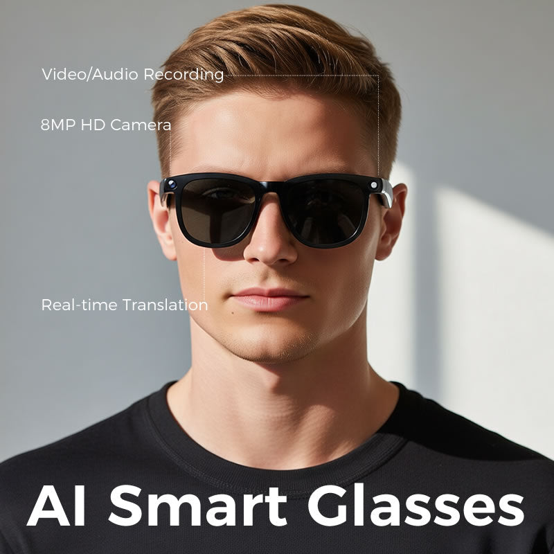 Smart AI Glasses with 8MP HD Camera, Real Time Translation, Video Recording, 290mAh Battery Upto 9 Hours Music Playback