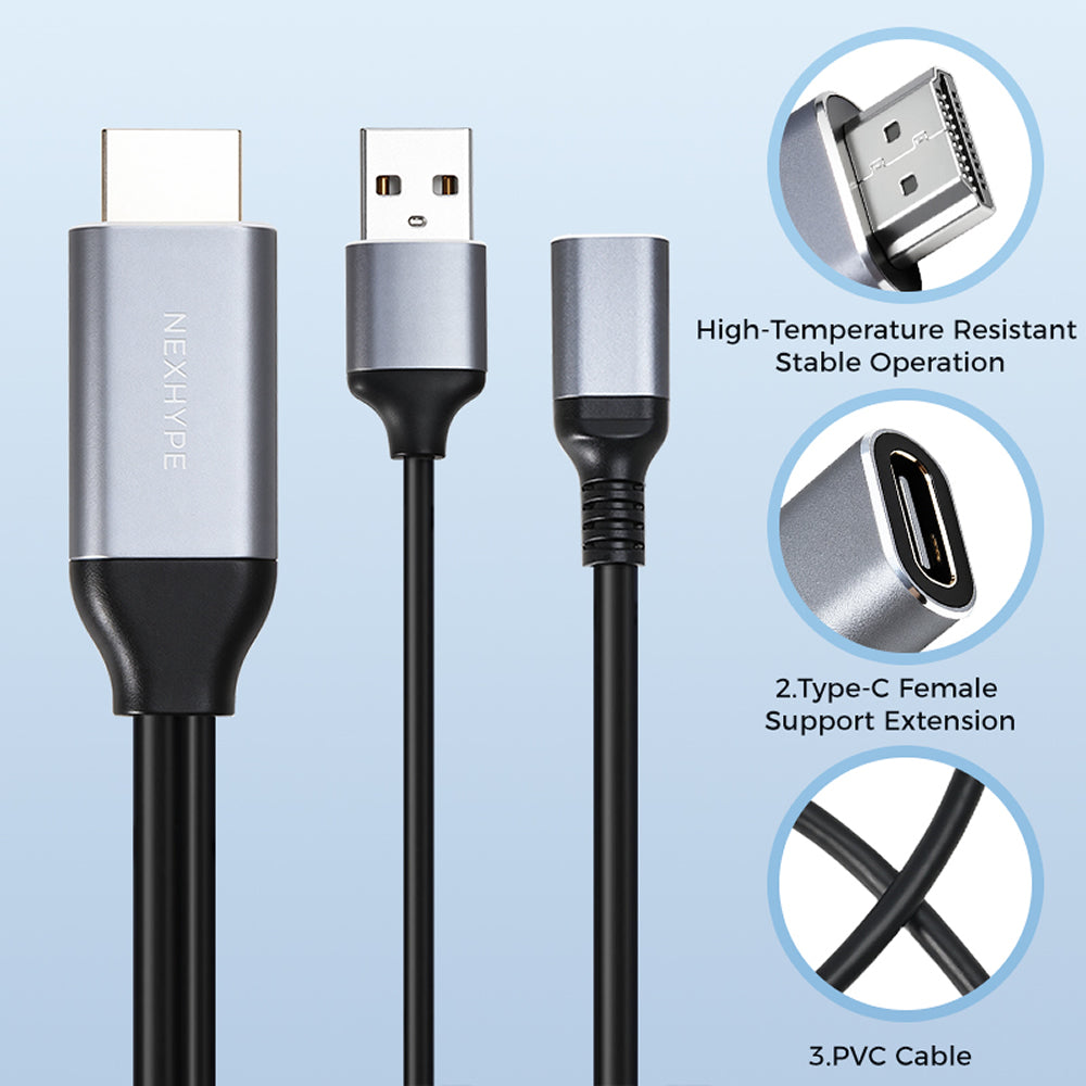HDMI to Type-C Female 4K@60Hz with USB Power Supply